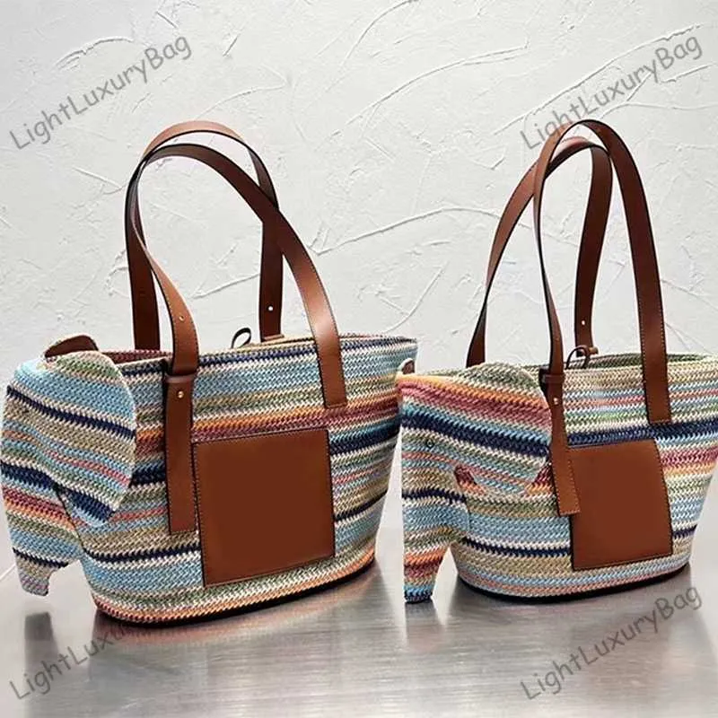 Novo estilo verão bonito bolsa de praia designer elefante bolsa de palha moda bolsa de ombro feminina bolsa de luxo alta capacidade cesta de compras clássica bolsas femininas 230706