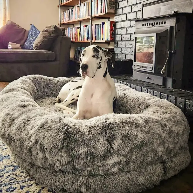 Cama para cachorro humano supergrande para dormir mais profundo para canil de pelúcia redonda para animais de estimação