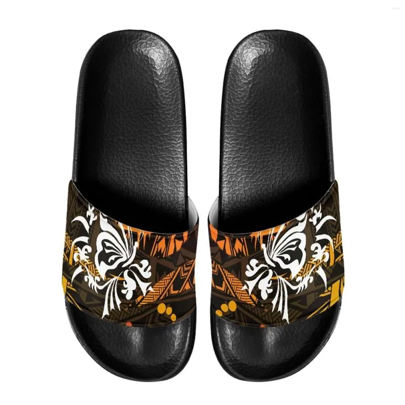 Slippers Polynesian Tribal Pohnpei Totem Tattoo Prints Men's Summer Beach Shoes Anti-skid Thick Bottom Platform Male Slides Soft