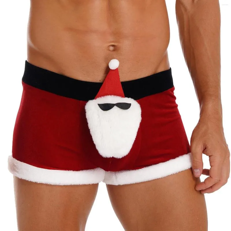 Underpants Novelty Men Christmas Panties Funny Cosplay Low Rise Santa Claus Doll Boxer Shorts Underwear