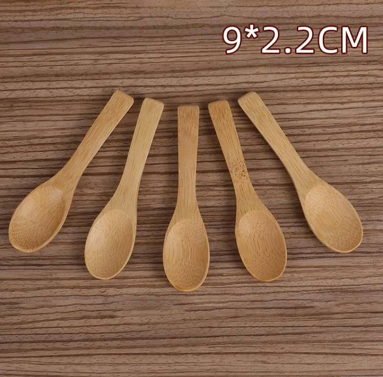 500pcs 9CM/10 CM Mini Wooden or Bamboo Spoon Baby Honey Spoon Ice Cream Spoons SN4407