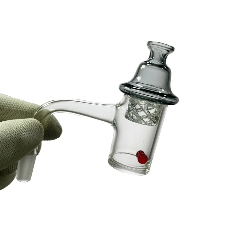 Seamless Beveled Quartz Banger Set Glass Pearls, Carb Cap