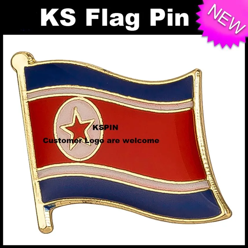北朝鮮国旗バッジ フラッグピン 10個ロット KS-0046242x