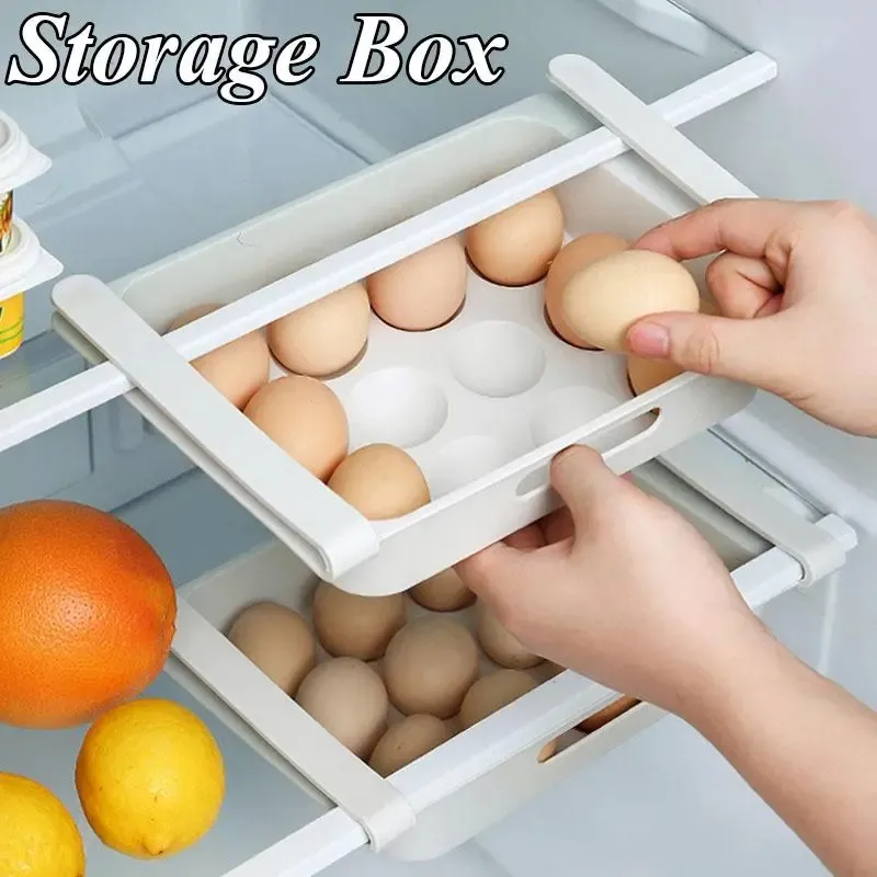1pc Refrigerator Drawer Type Egg Fruit Storage Box Kitchen Accessories Organizer Shelf Fridge Storage Shelf (26*18*5cm/10.2*7.1*1.9in)