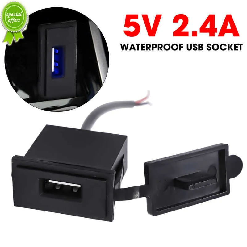 New Universal Car Single USB Charger Socket Adapter 5V 2.4A Waterproof Cover or Cars Boats RV Motorcycles USB Charger Socket 12V/24V