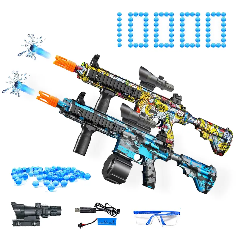 Pistola eléctrica de bolas de gel, lanzador de bolas de gel con 10000  rondas de gel, juguete de disparo automático de bolas de gel (azul)