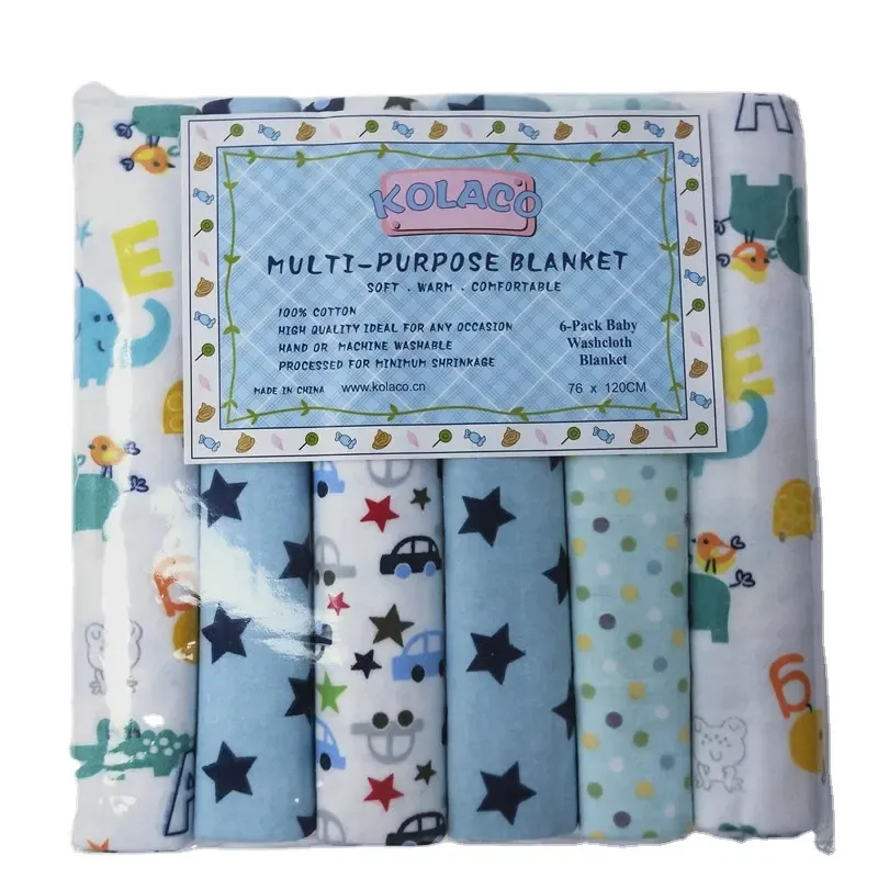 Fall Print Cartoon Baby Blanket 6 Pcs Baby Security Blanket 100% Cotton Baby Knit Blanket Wholesale