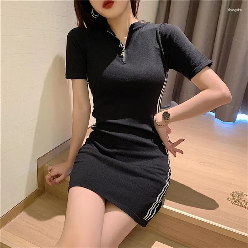 Casual Jurken 2023 Zomer Kantoor Slanke Hoge Taille Jurk Vrouwen Chic Meisje Kawaii Ulzzang Vintage Harajuku Punk Kleding Voor vrouwen