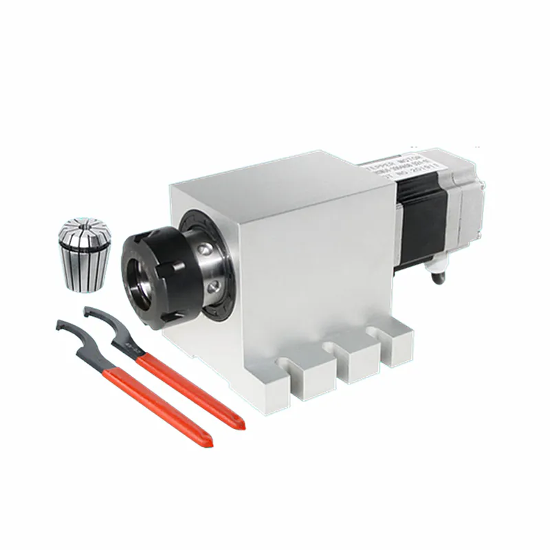 Harmonisk drivreducer CNC 4: e axel Rotary Axis Center Höjd 65mm för CNC-fräsning Maskin med ER32 Chuck Water-Proof Motor 57