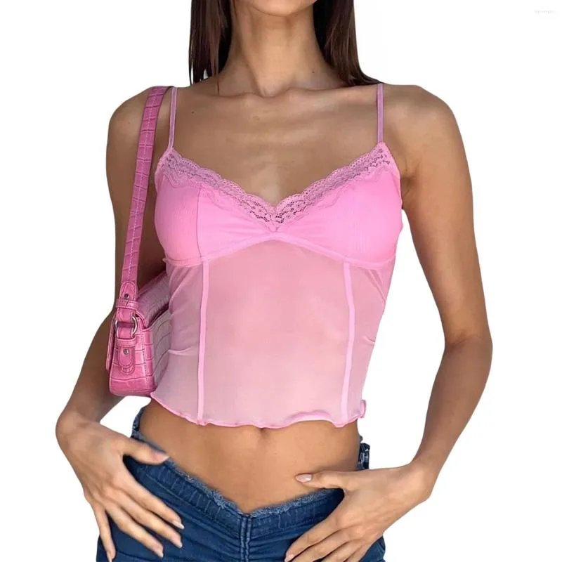 Brand New Y2k Pink Lace Cross Cami Tank Crop Top- Size M