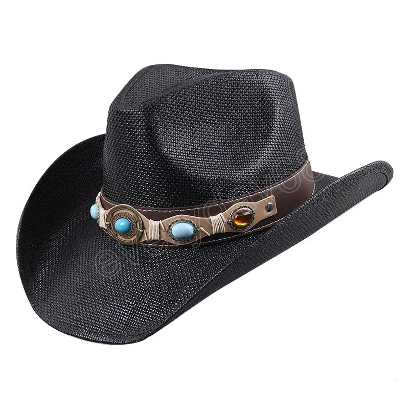 Papieren Stro Western Cowboy Hoed voor Mannen Vrouwen Gentleman Cowgirl Jazz Hoed Zomer Strand Zon Hoeden Sombrero Hombre