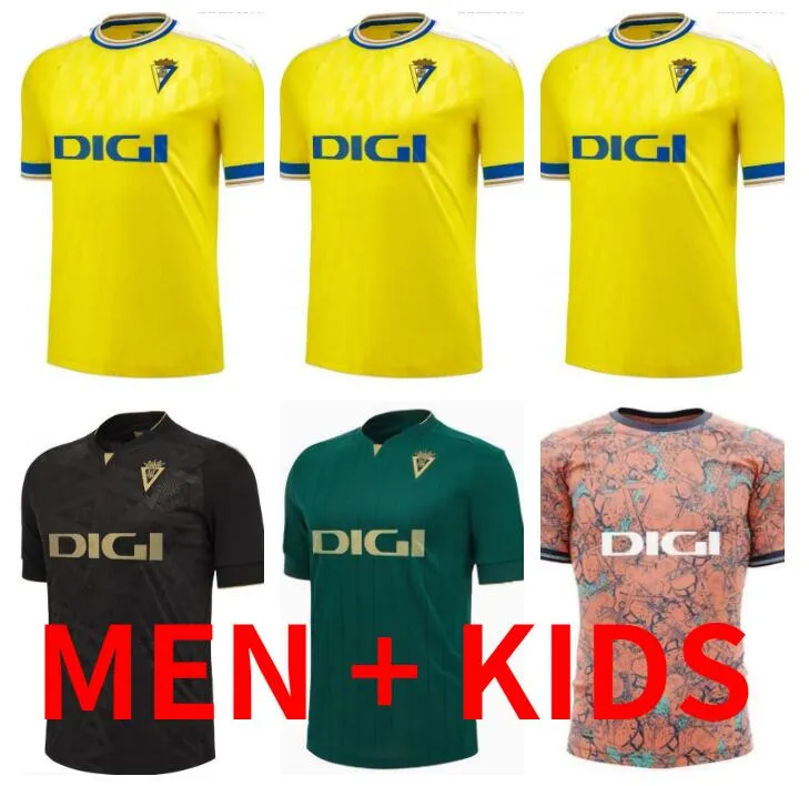 Cadix 2023 2024 Maillots de football CF A.Negredo LOZANO BONGONDA MABIL SOBRINO ALARCON A.ESPINO domicile loin 23 24 maillot de football hommes kit enfant