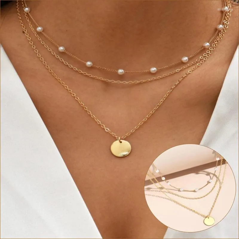 Pendentif Colliers Mode Vintage Cristal Perle Collier Déclaration Clavicule Chaîne Couches Collier Tendance Bijoux 2023