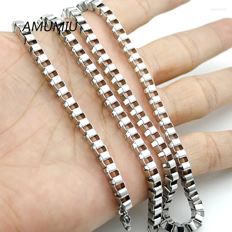 Chains AMUMIU 40-70CM Men Box Necklace 4mm Punk Stainless Steel Cool Metal Boy Man Jewelry 1pcs HZN004A