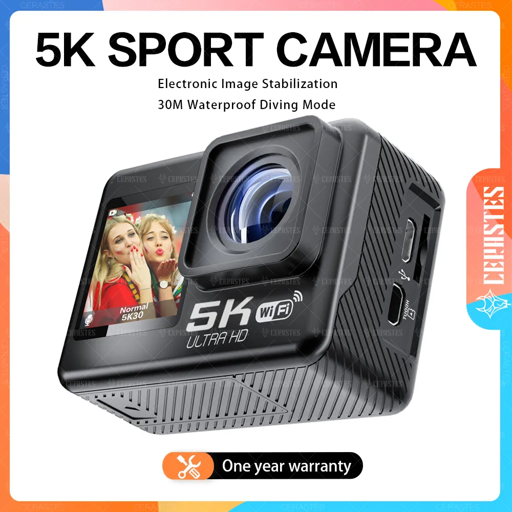 Caméra sport 4K étanche avec 2 écrans, wifi, capteur Sony et