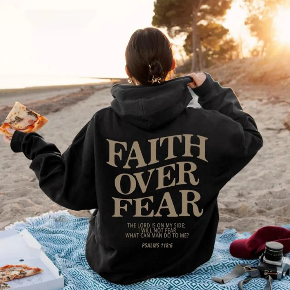 Sweats à capuche pour femmes Sweats à capuche Faith Over Fear Sweat à capuche Jesus Sweat à capuche à la mode Bible Verse Shirt Unisex Aesthetic Clothes 230705