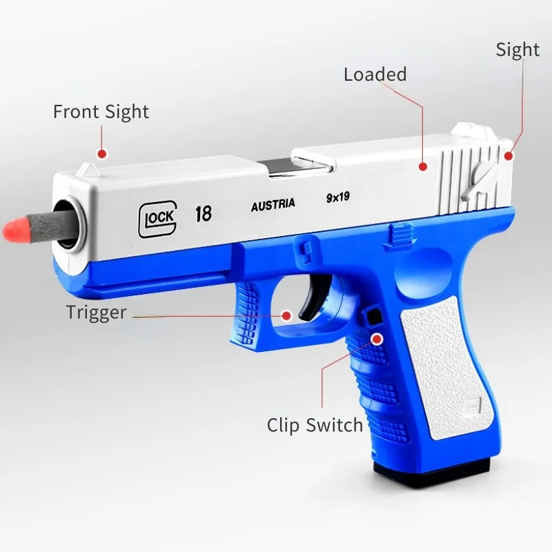 Nova pistola de brinquedo preto e branco plástico eva espuma dardos balas  toy gun modelo pistola iniciante mirar trem arma meninos diy presente