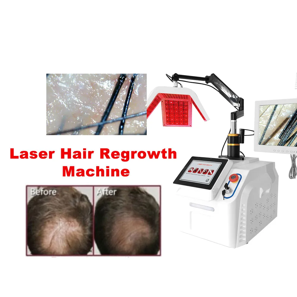 Machine professionnelle anti-perte de cheveux au laser pour la repousse des cheveux 650nm rouge photobiomodulation luminothérapie peigne d'électrothérapie à 9 positions pour utilisation en salon de beauté