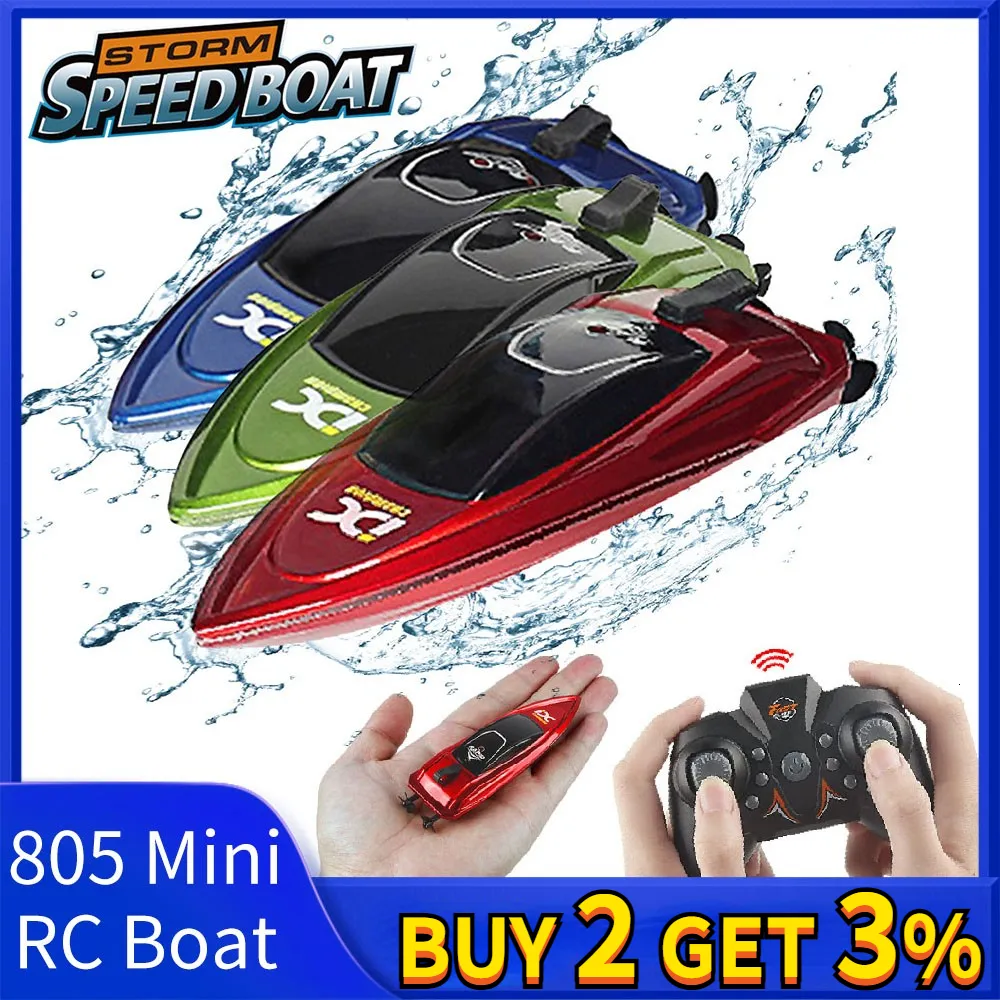 Barcos ElectricRC Mini Barco RC 5kmh Rádio Controle Remoto Navio de Alta Velocidade com Luz LED Palm Boat Elétrico Verão Água Piscina Brinquedos Modelos Presentes 230705