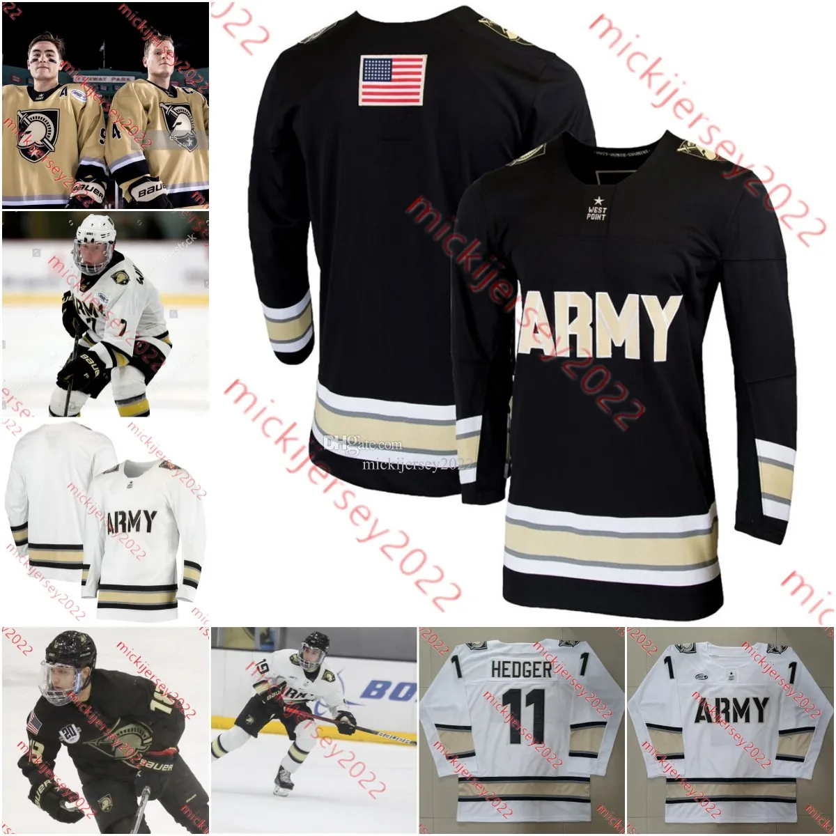 Maillot de hockey de l'armée Lucas Kanta Hunter McCoy Max Itagaki Brett Abdelnour Sean Vlasich Stephen Willey Joey Baez Maillots de chevaliers noirs de l'armée cousus sur mesure