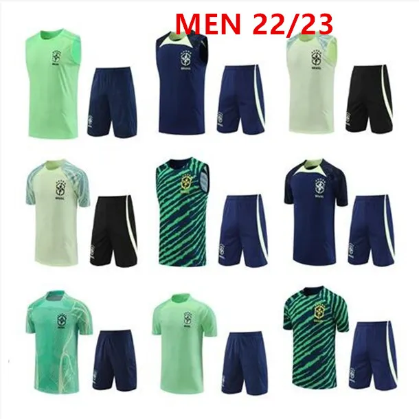 2425 Brazil short sleeve tracksuit Sportswear men training suit 23 soccer Jersey kit uniform chandal G.JESUS COUTINHO brasil sleeveless vest adult football sets