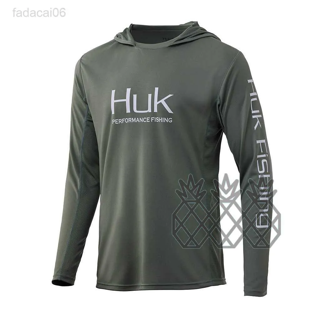 釣りアクセサリー HUK フィッシングシャツパフォーマンスフィッシングパーカー日焼け止めシャツサンシールド長袖シャツ UPF50 ドライフィット速乾フィッシングジャージ HKD230706