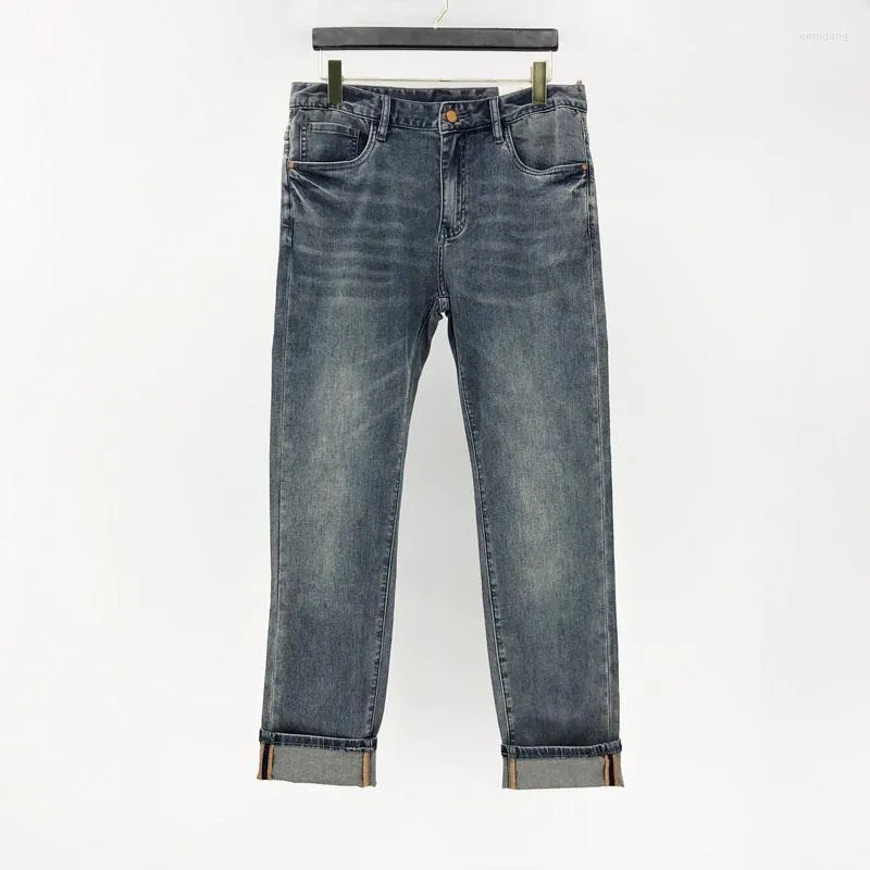 Jeans masculino com zíper cintura média moderno verão H de alta qualidade jeans moda casual solto solto lavado calças masculinas retas