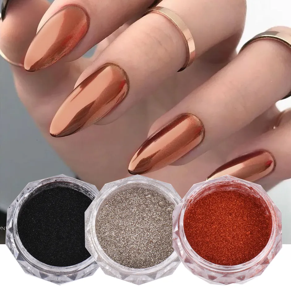 Nail Glitter 1Box Miroir Métal Nail Art Poudre 3D Magique Métallique Chrome Pigment Frottement Poussière Hiver Style DIY Décoration Polissage Flash GTHL 230705