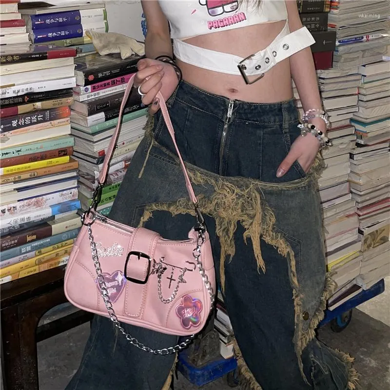 Y2K Heart Shoulder Bag - Laser Design, Retro Underarm Purse