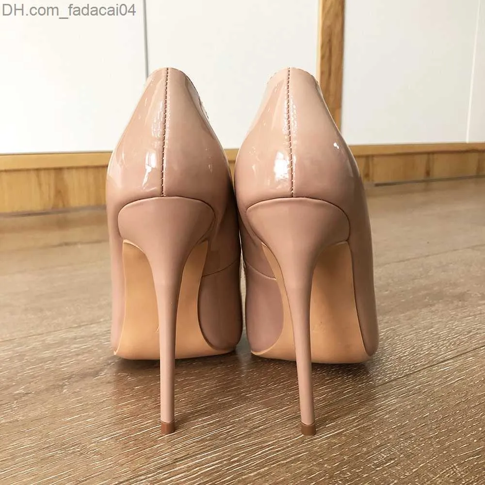 Обувь обувь Tikicup Solid Nude Patent Women's Legant Toe Slim High Heels Slide On Ol Свадебные туфли для свадебной вечеринки элегантные женские формальные насосы Z230710