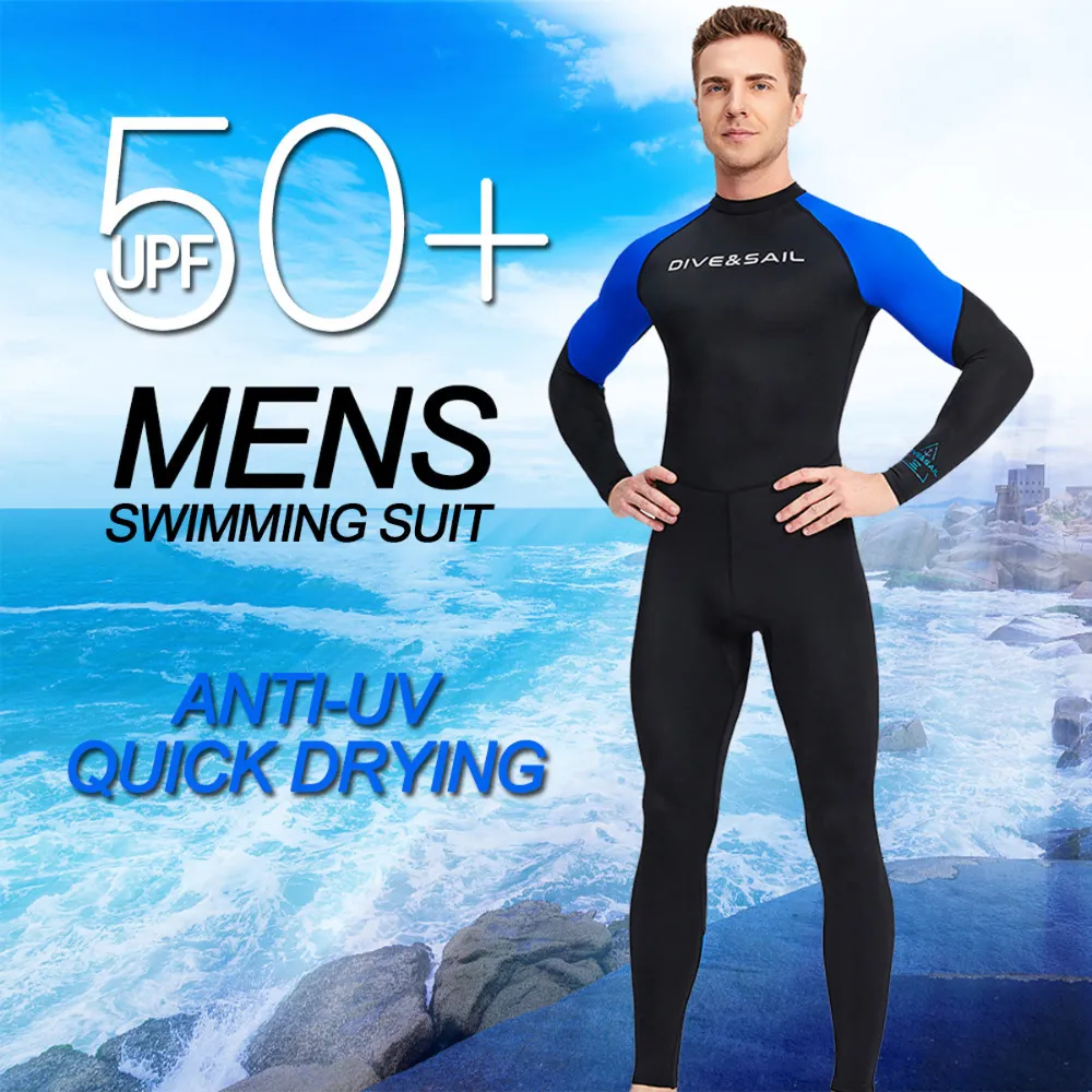 Costumi da bagno Uomo Manica lunga Quick Dry Costume da bagno Adulto Nylon Protezione UV Snorkeling Surf Muta Sport acquatici Onepiece Diving 230706