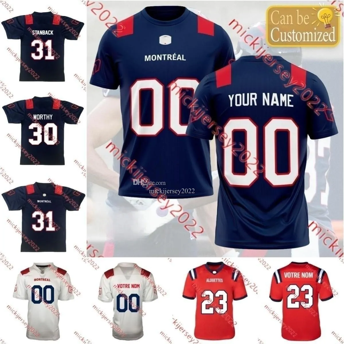 Montreal Alouettes Football Jersey Hergy Mayala Chandler Worthy Jeshrun Antwi William Stanback Alexandre Gagne James Tuck Mens Custom Jerseys