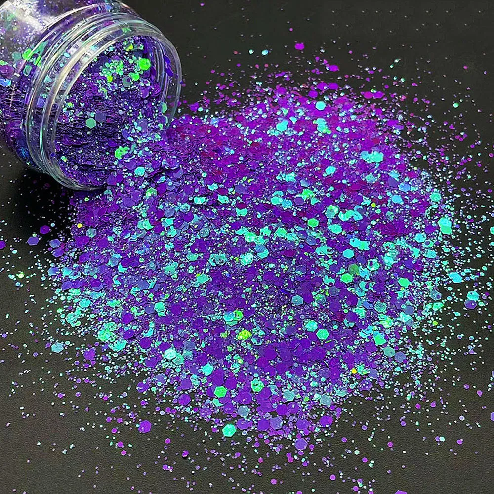 Glitter per unghie 10g Nail Art Glitter Chunky Flakes Cosmetic Super Shiny Wedding es Mix Holographic Craft Iridescent Hex Poly Tumbler Glitter 230705