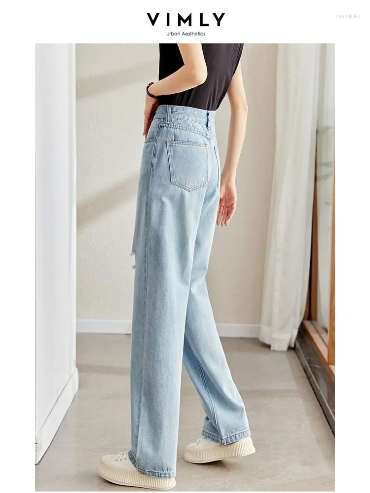mais Calça jeans reta cintura alta rasgado em 2023