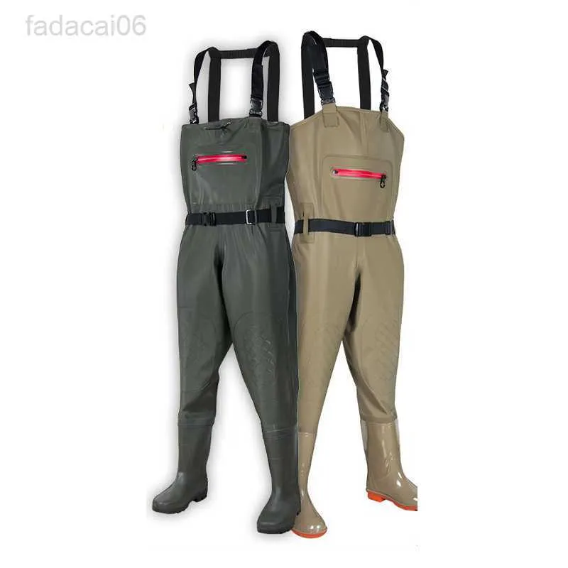 Accessoires de pêche Waders Pantalons Avec Bottes Ensemble Combinaison De Pêche Costume Hommes Femmes Poitrine Kits Adulte Unisexe Ensemble Imperméable Vêtements De Travail Pantalon HKD230706