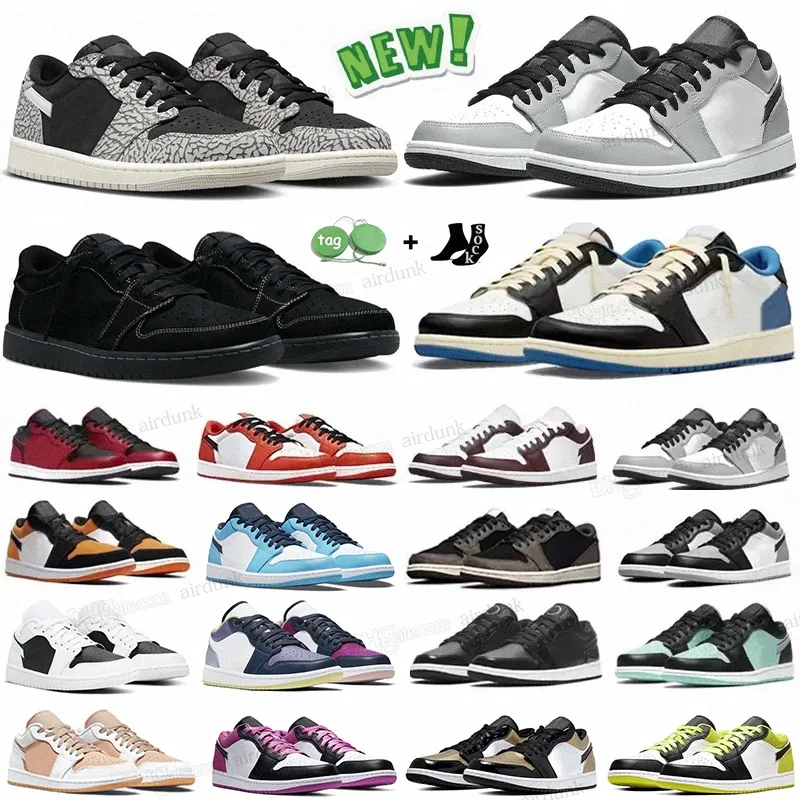 Jumpman 1 Low Basketball Shoes Top Og 1S Golf Panda Purple Black Cement Phantom Light Smoke Gray Travis Olive Groend Mocha Wolf for Women Men Trainer Sports Sneakers