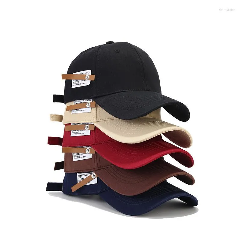 Cappellini da baseball Berretto da baseball da donna semplice coreano Retro Adesivo versatile Etichetta in pelle Cappello sportivo Uomo Casual Soft Top Gorras regolabile