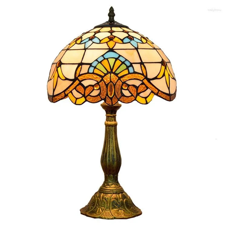 Table Lamps 12 Inches European Retro Baroque Decorative LampTiffany's Stained Glass Bedroom Bedside Lamp Restaurant Bar Creative Light