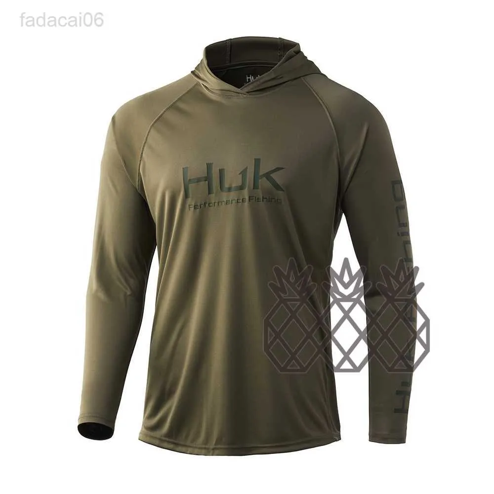 Fishing Accessories HUK Men's Fishing Shirts Summer Quick Dry UPF 50+ UV Outdoor Sport Tops Gear Racing Clothing Sportwear Fishing Clothing Hoodie HKD230706