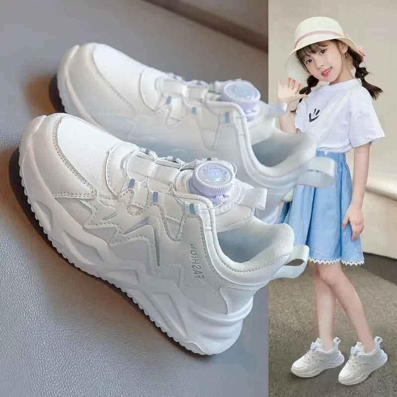 Sneakers Girls Sneakers Casual Dads Shoes Spring and Autumn Boys Small White Shoe With Roting Buttons 230705