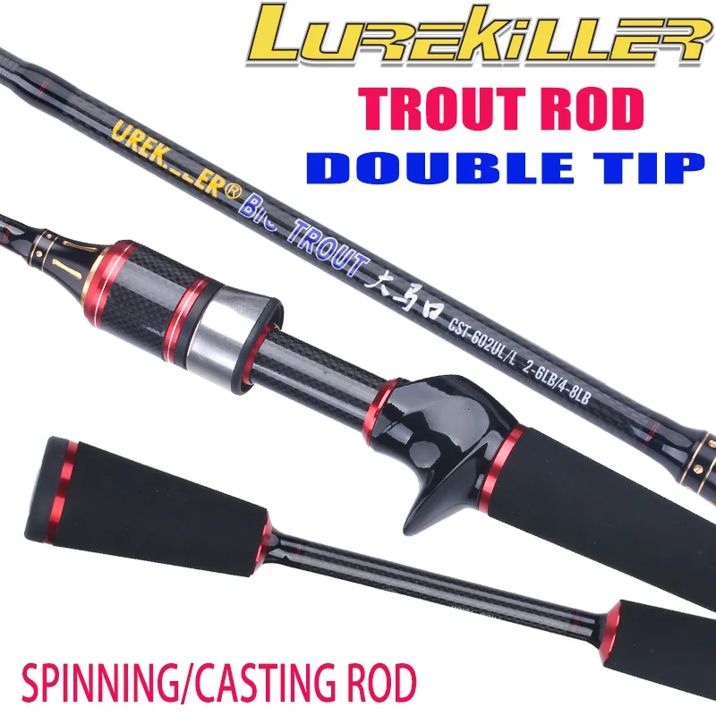 Boat Fishing Rods Lurekiller brand UL L action double tips trout rod 50t  high carbon 1 8m two spinning casting 230705