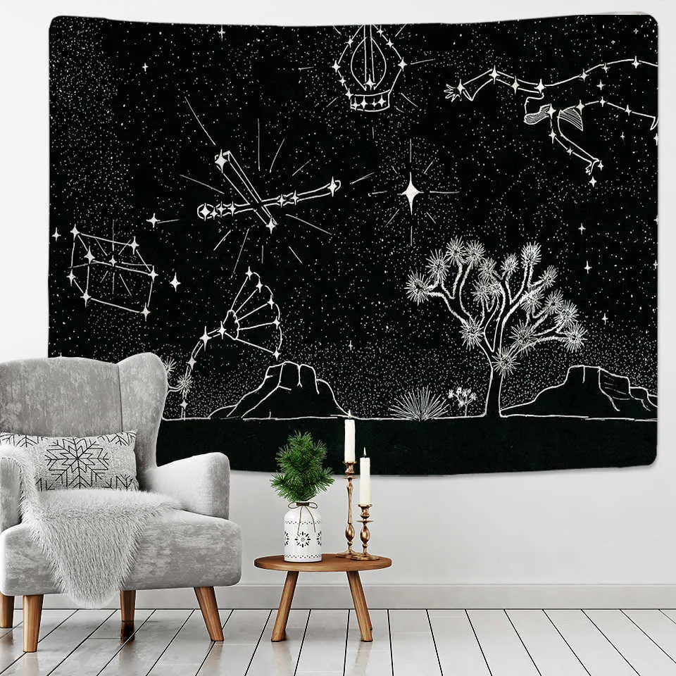 Tapisseries personnalisables lune Constellation tapisserie ciel étoiles univers espace tapisserie tenture murale soleil lune dortoir