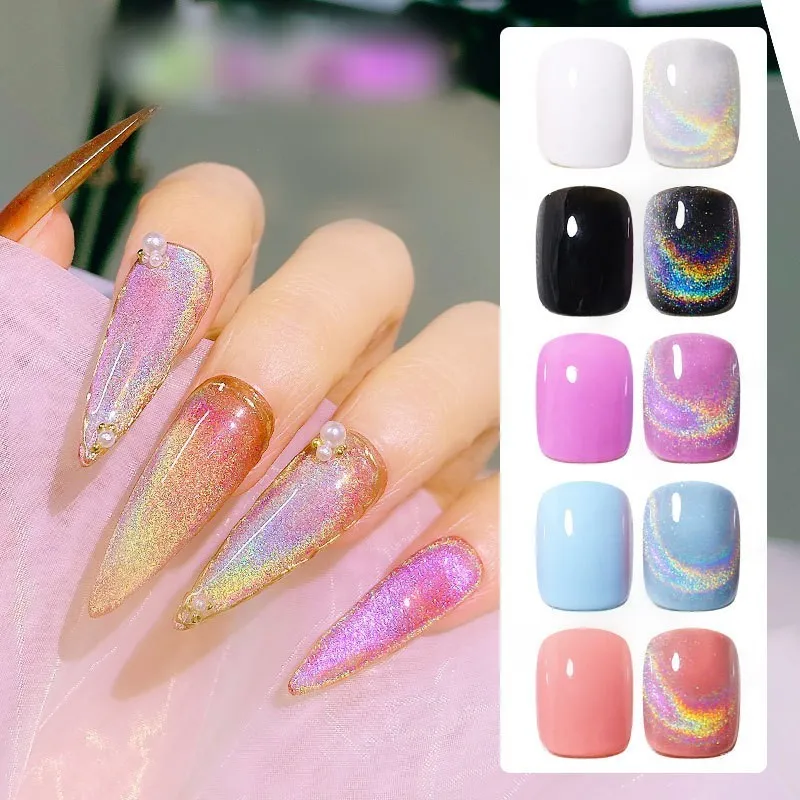 Rainbow Holographic Laser Sparkling Cat Eye Magnetic gel