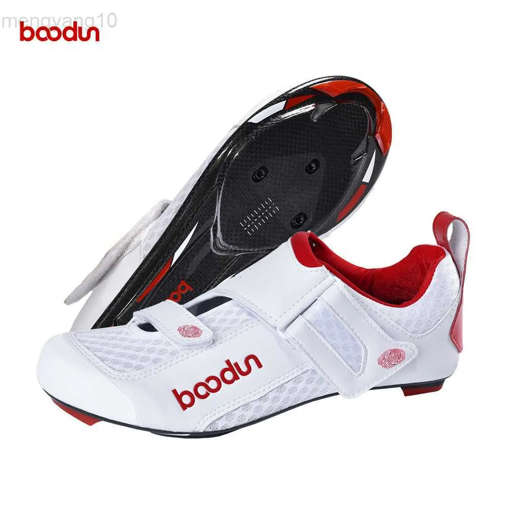 Chaussures de cyclisme BOODUN semelle en fibre de carbone transfrontalière chaussures de cyclisme maille respirante supérieure chaussures de cyclisme de triathlon chaussures de verrouillage de vélo de route HKD230706