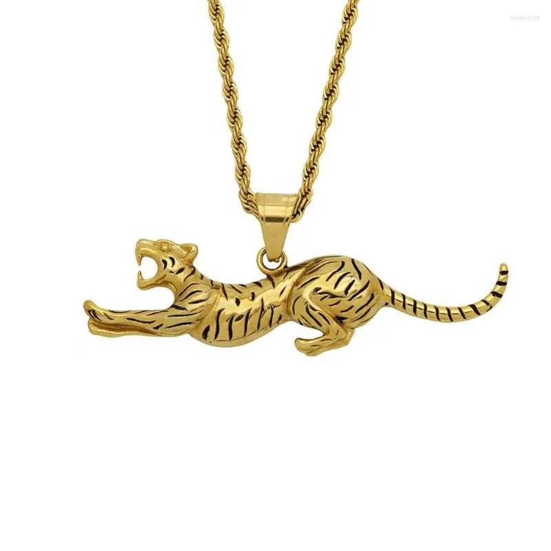 Hänge Halsband Löpande Gepard Leopard Mode Män Legering Halsband Hip Hop Personlighet Jaguar Tiger Pandent Neck Kedja Smycken Tillbehör