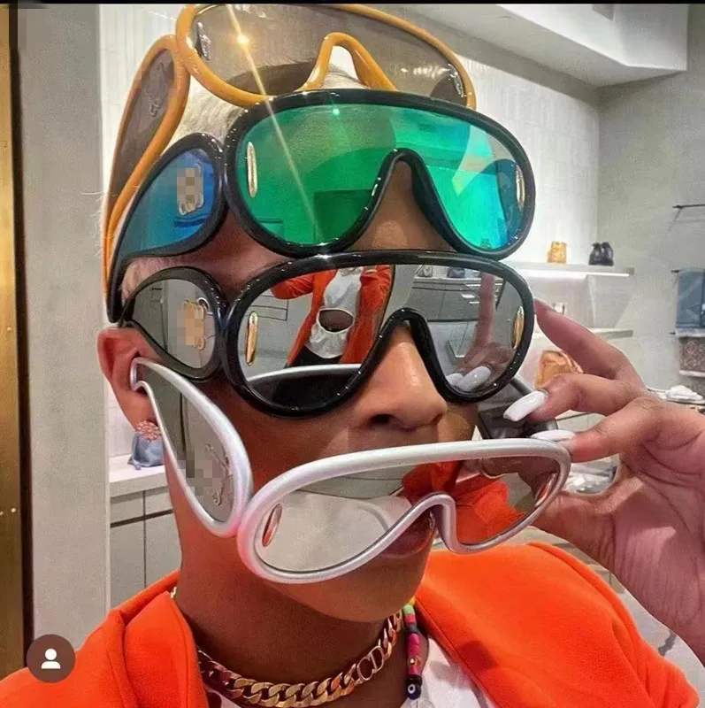 Bril Designer Wave Mask 40108 Groot frame Dames Heren Gepolariseerde Acetaatvezel Hiphop Klassiekers Zonnebril UV400 Beschermende Bril Zon