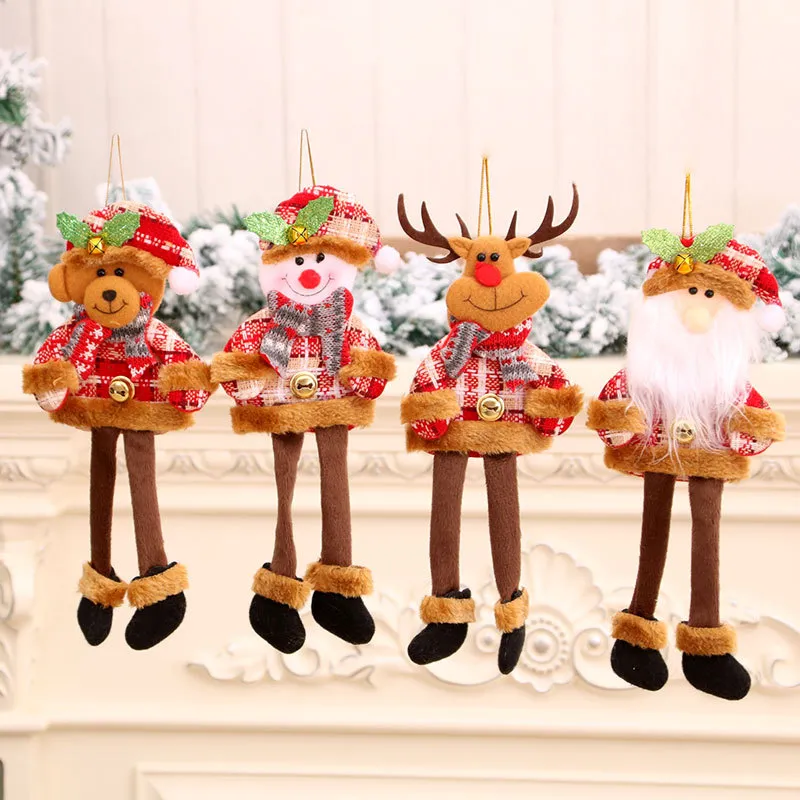 Novas decorações de Natal Pingente de Árvore de Natal Pernas Longas Papai Noel Pequeno Pingente de Tecido Presente
