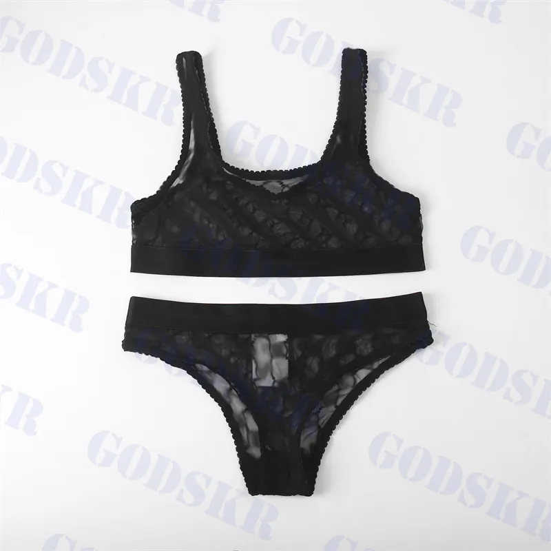 Maillot de bain en dentelle pour femmes, ensemble de soutien-gorge de styliste, sous-vêtements respirants et confortables, deux couleurs, 289z