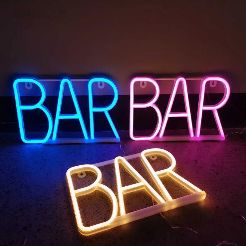 BAR Skyltljus LED Bokstav Neon Lampa Rör Bar KTV Snack Shop Jul Vägghänga Dekor Tillbehör Tillbehör HKD230706