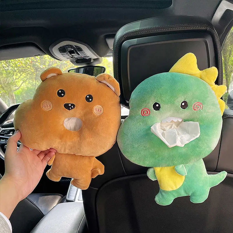 New Cute Cartoon Car Tissue Box Creative Short Plush for Car Armrest Box  Car Seat Tissue Box Decorations Accessories wholesale